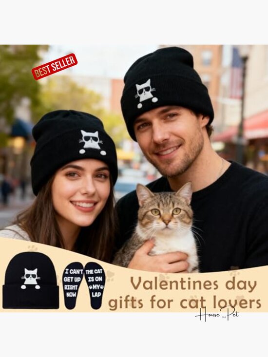 Cat Lovers Funny Beanie Hat Socks Set Novelty Gift main image 5